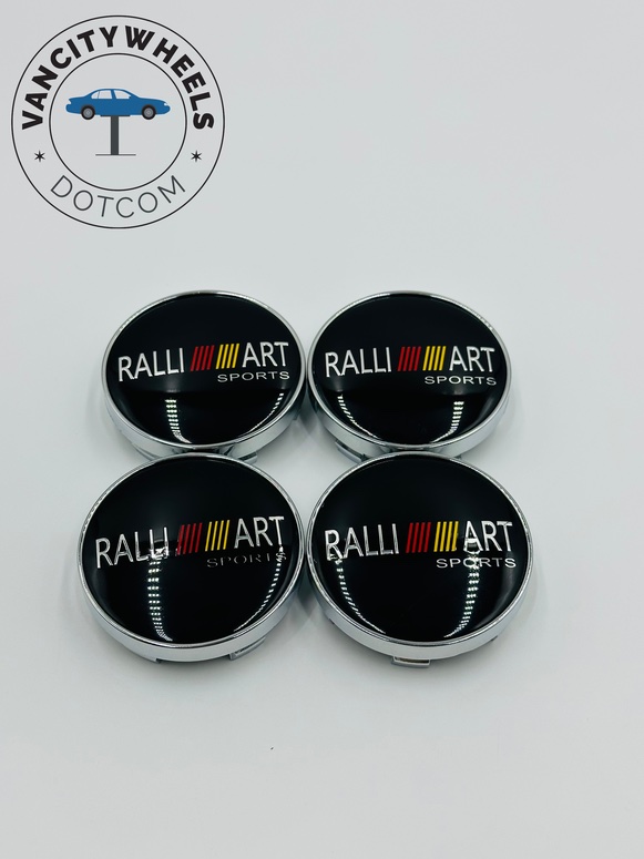 Premium 4Pcs MitsubishiRalli Art Wheel Center Caps in Varied Sizes